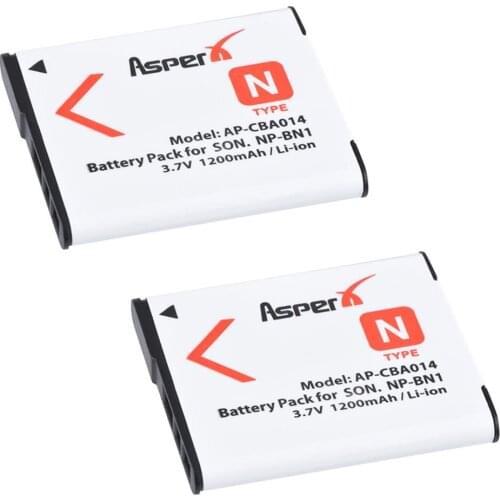 AsperX 2Pcs 1200mAh NP-BN1 NP BN1 NPBN1 Battery For Sony DSC TX9 T99 WX5 TX7 TX5 W390 W380 W350 W320 W360 QX100 W370 W730 W150