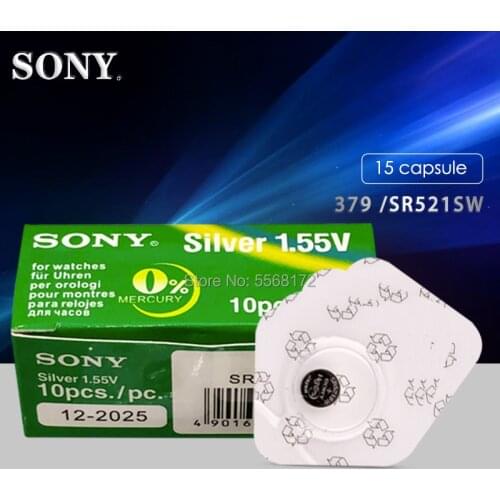 15pcs SONY AG0 1.5V Button Cell Battery Single Use LR512 LR63 SR521SW 379 D379 618 Watch Toys Remote Camera