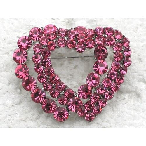 Rose Rhinestone brooch Heart Pin brooches C694 J