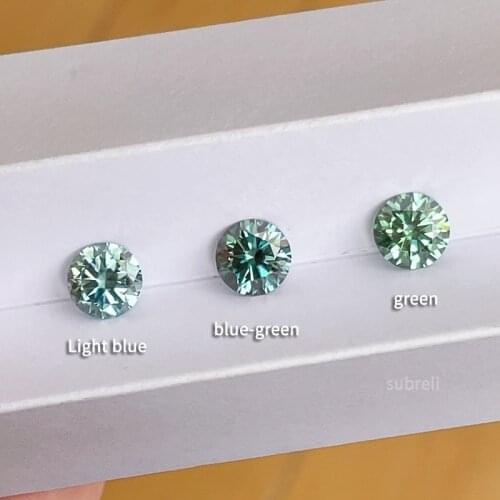 Color D VVS Loose Moissanite Stone Blue-green Blue For Jewelry Ring Round Excellent Cut Synthetic Diamond Gemstone