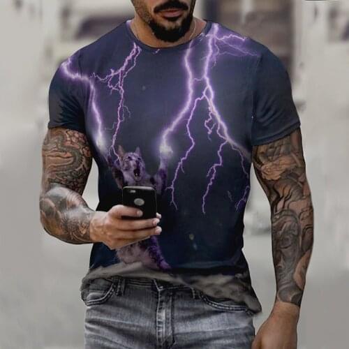 3D Animal Printed T Shirt For men Summer Short sleeve Cat T-shirt Funny Oversized Tshirt O-neck Clothes