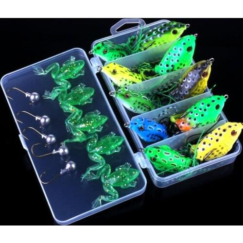 HENGJIA 21pcs soft frog fishing lures hard jigs hook fishing tackles wobbler pike carp trout perch crappie catfish fishing baits