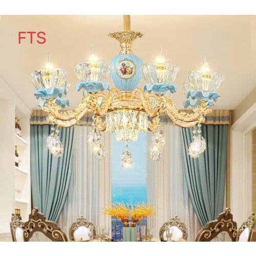 European style crystal chandelier Republic of China style ceramic living room chandelier princess bedroom bedroom chandeliers