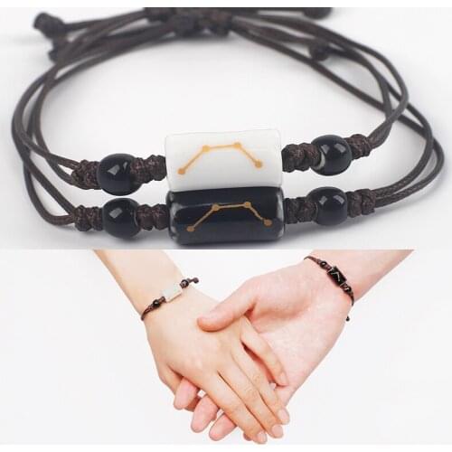 New Arrival 12 Constellation Zodiac Sign Bracelet Horoscope Astrology Ceramics Bracelets For Men Women Couple Lovers Bracelet