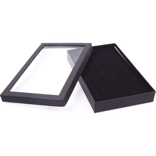 36 Slots Jewellery Box Ring Storage Earrings Display Box Jewelry Organizer Holder Transparent Window Show Case Black