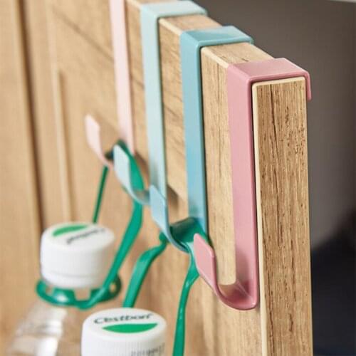 Punch-free Cabinet Door Back Hook Towel Clothes Kitchen Bathroom Accessories Storage Hanger Hook Back Frame
