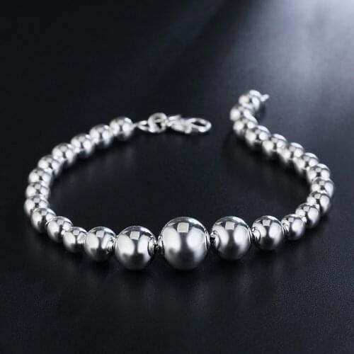 Hot classic fine bead chain fashion 925 sterling silver Bracelet for man woman Wedding party Holiday gift Popular brands jewelry