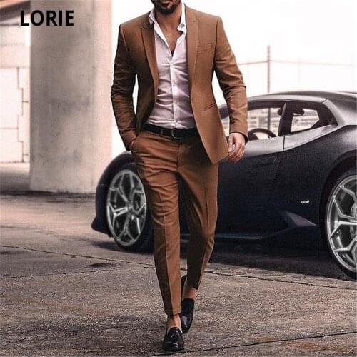 LORIE Wedding Groomsmen Men Business Formal Suit Party Prom Suit Sets Jacket+Pants Casual Groom Tuxedos Custom Made Plus Size