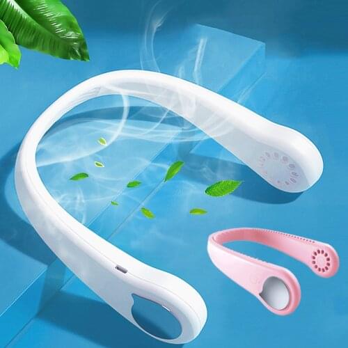 2020 Mini USB Portable Cooling Fan Neck with Rechargeable Battery Ultra Quiet Wind Wearable Fan Handheld Air Cooler Conditioner