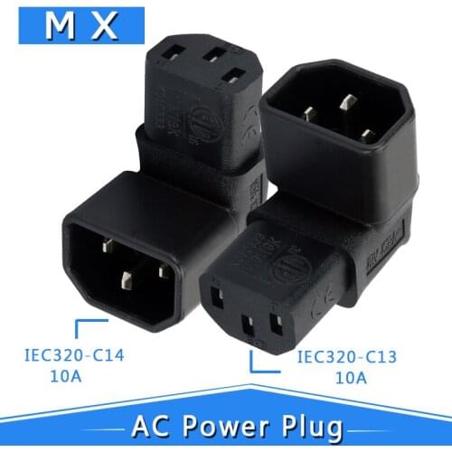 Inclined angle IEC adapter, IEC 320 C14 right angle to C13 LCD / LED wall projector mount requiring a power adapter socket