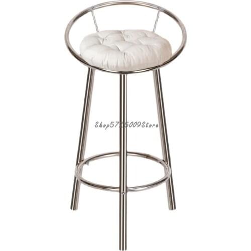 Stainless Steel Bar Chair Household High Stool Back Bar Chair Nordic Front Desk Bar Stool Cashier Stool