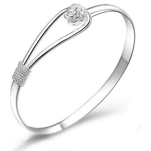 2017 New Sliver Color Cuff Bracelet Bangles Fashion Jewelry Adjustable Bracelets For Women Birthday Day Jewelry Gift