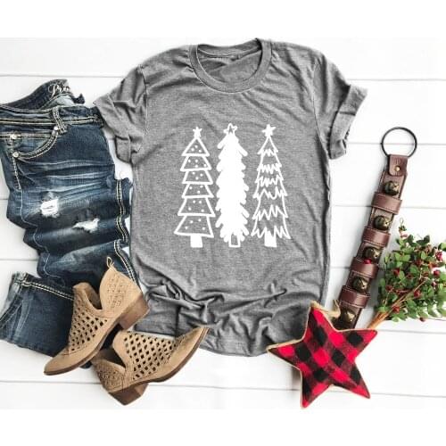 New arrival Christmas tree funny cotton graphic harajuku aesthetic tumblr tee holiday party street style vintage shirt goth tees