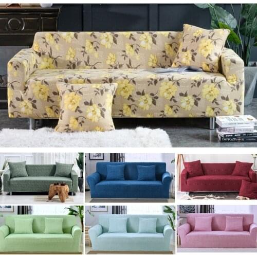 1/2/3/4 Seater Solid Sofa Cover Spandex Modern Elastic Polyester Couch Slipcover Chair Furniture Protector Living Room 24 Colors