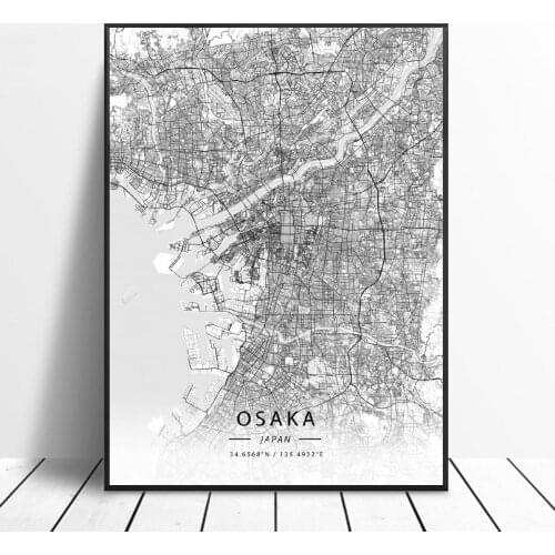 Osaka Sappor Yokohama Tokyo Japan Canvas Art Map Poster