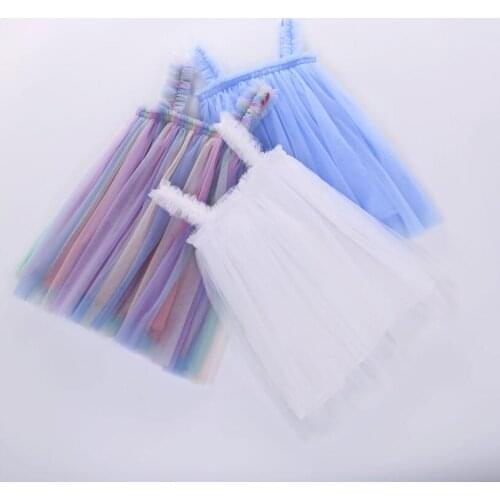Baby girl dress summer rainbow color children casual clothing girls summer clothes birthday party princess dress casual