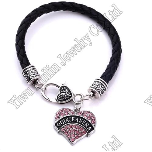 QUINCEANERA heart pendant bracelet rope chain