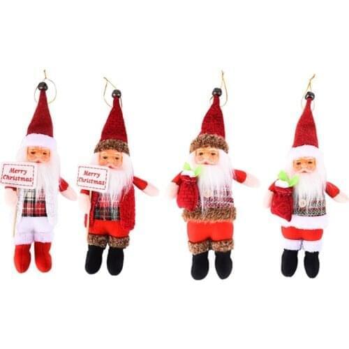Merry Christmas Cute Cartoon Hanging Ornament Knitted Long Hat Bell Santa Claus Plush Toy Doll Pendant Xmas Tree Decor