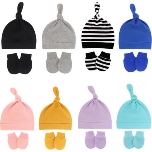 Newborn Hat Baby Pacifier Caps Glove Set Tire Hat Single Layer Thin Knotted Hat Gifts Adjustable Size Kids Clothing Accessories