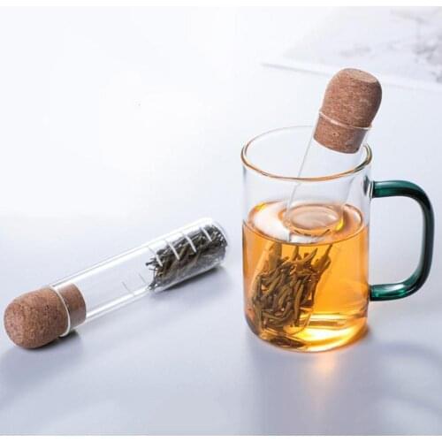 Glass Tea Infuser With Cork Creative Mini Glass Pipe Design Tea Strainer for Mug Fancy Filter for Puer Tea Herb Tea Tools