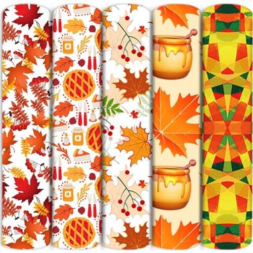 Polyester Cotton Pumpkin Maple Leaf Honey Printed Cloth Fabric Sewing Quilting Home Textile DIY Crafts Supplier,1Yc17965