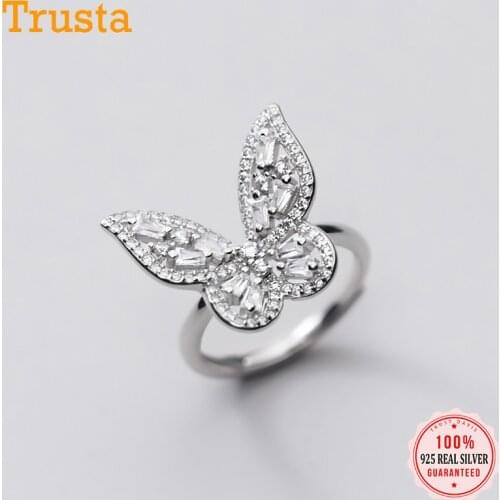 Trustdavis Genuine 925 Sterling Silver Fashion Insect Butterfly Opening Finger Ring For Women Wedding Party Fine Jewelry DA1927