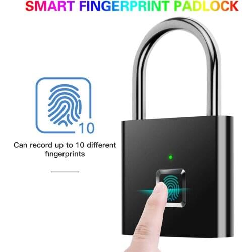 Security Keyless Smartlock Quick Unlock Fingerprint Door Lock Safe USB Charging Metal Anti Theft Lock Home Secure Safety Padlock