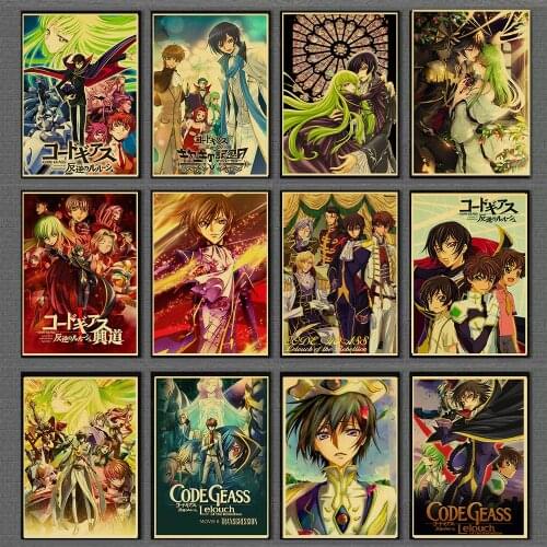 Vintage Anime Series CODE GEASS Lelouch of the Rebellion Retro Kraft Paper Poster For Wall Art Home Decor Living Room Pictures