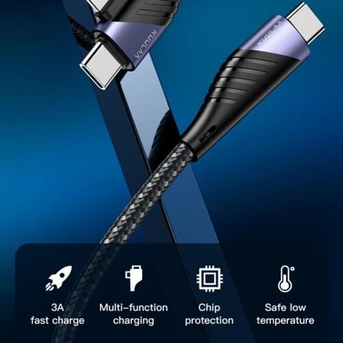 KUULAA 3A PD 60W Dual Head Portable USB C Type-C to 8 Pin Interface Charging Cable Charge Cord for iPhone