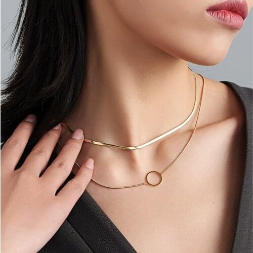 Two Layers Street Punk Style Stainless Steel Womens Necklace Jewelry 2021 Trend Simple Accessories Personalized Gift Fashion