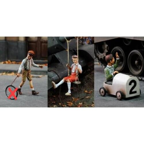 1/35 Children Playing (3 Figures) Resin figure Model kits Miniature gk Unassembly Unpainted