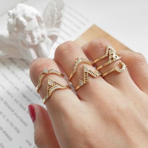 1pc Authentic S925 Sterling Silver Fine Jewelry CZ Stacking set Golden Geometric Ring Geometric Invisible Party ladys J265
