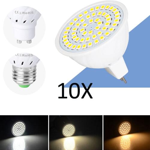 10Pcs/Lot 4W 6W 8W 12V 24V GU10 LED Spotlight MR16 Lamp Spot light Bulb E27 Led lampara bombillas gu 10 2835 Light 110V 220V