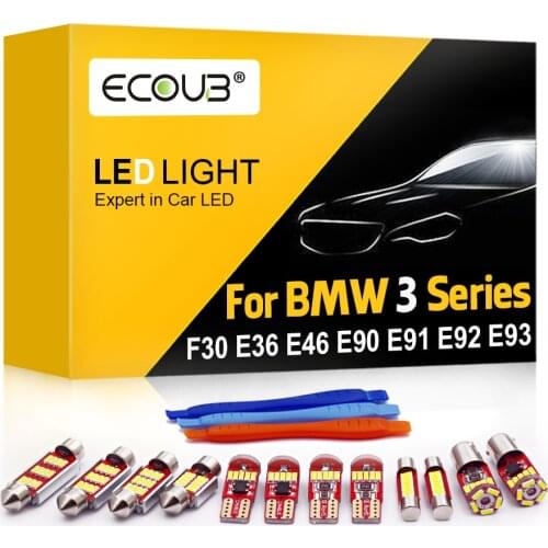 15+ Pcs for BMW 3 Series F30 E90 E91 E92 E93 E36 E46 Canbus Vehicle LED Interior Map Dome Reading Trunk White Light Bulb Kit