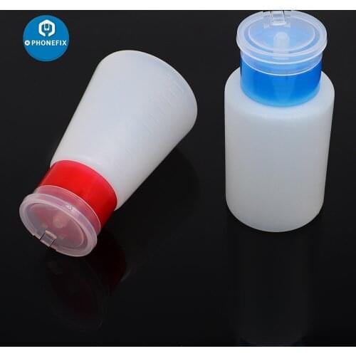 180ML Alcohol Bottle Plastic Press Pump Bottle Dispenser for Phone Motherboard Cleaning Liquid Remover Cleaner