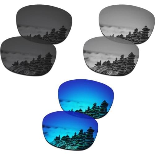 SmartVLT 3 Pairs Polarized Sunglasses Replacement Lenses for Oakley Drop In Black and Silver Titanium and Ice Blue