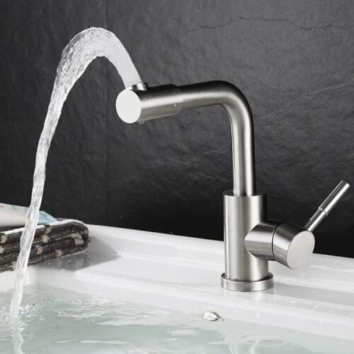 304 Stainless Steel Faucet Nikkel Badkamer Kraan Enkel Handvat Badkamer Vessel Wastafel Kraan Wastafel Mengkraan Een Gat Golden