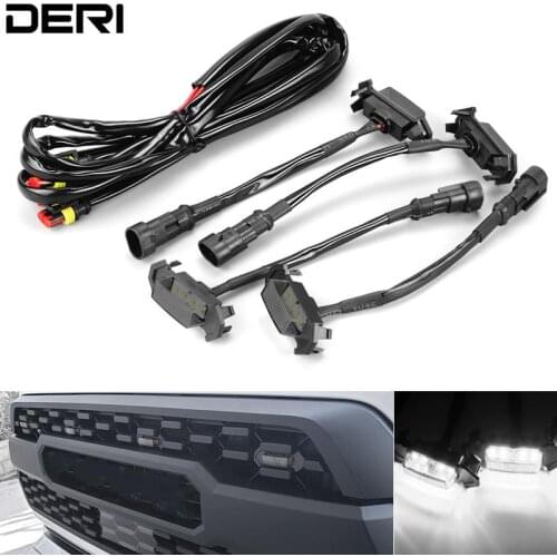 4pcs Car LED Front Grille Light Style Grill Smoke lens white Front Grille Lights for 2016-2020 Toyota Tacoma with Wiring Harness