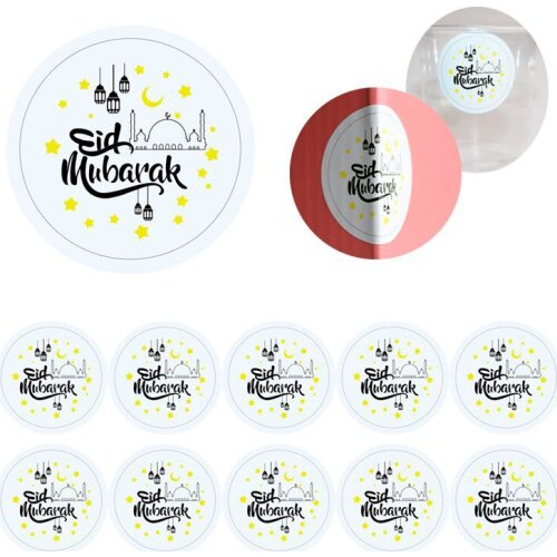 60pcs Islam Muslim Eid Mubarak Stickers Adhesive Labels Paper Seal Gift Stickers for Islamic Mubarak Decoration Ramadan Supplies