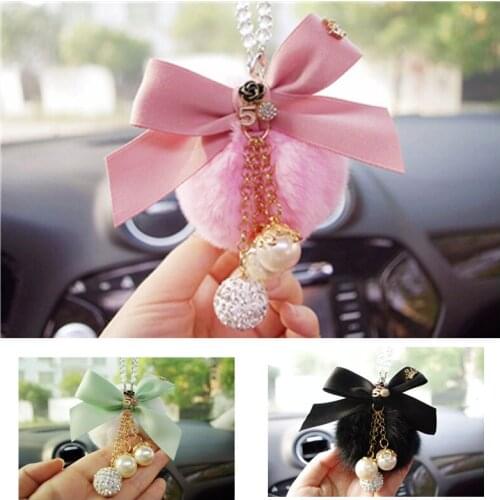 Car pendant crystal diamond lucky ball girl jewelry auto rearview mirror decorative accessories car tassel hanging ornaments