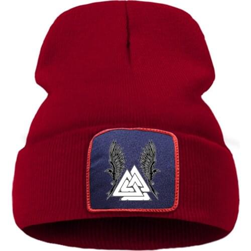 Black Crow Cool Vikings Print Hot Sale Winter Hat Skullies Casual Beanie Hat Wool Fashion Unisex Hats Comfort Creative Hats