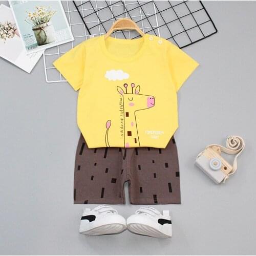 Children Cartoon Set 2021 Baby Clothes Summer Short Sleeve T-shirt+shorts 2pcs Suit For Boys And Girls 2-5 Years Old Kid Infants