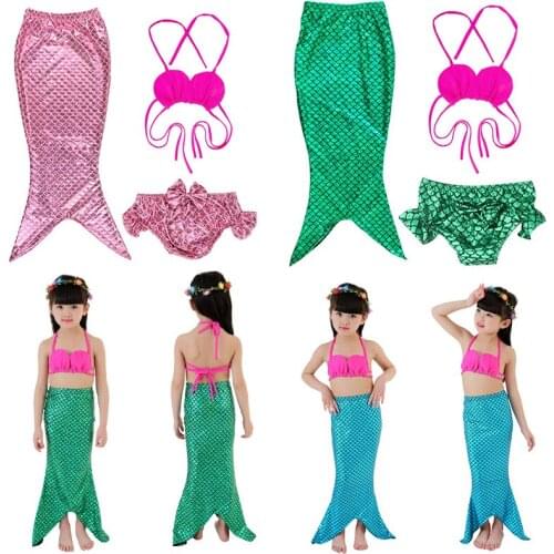 Girl Swimsuit Little Mermaid Tails For Swimming with Monofin Kids Swimwear Mermaid Halloween Party Costume Swimsuit Bathing Suit