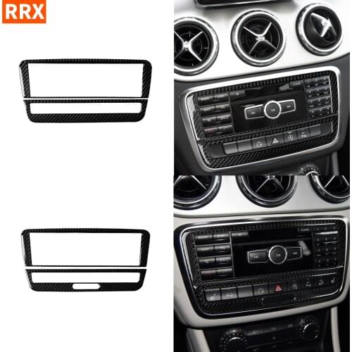 For Mercedes Benz W176 W246 A B Class C117 X156 CLA GLA Accessories Carbon Fiber CD Air Conditioning Control Panel Trim Sticker
