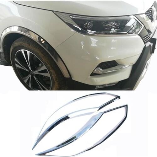 For Nissan Qashqai 2019 2020 Car Cover Detector ABS Chrome Front Light Lamp Trim Frame 2pcs/SET Accessories