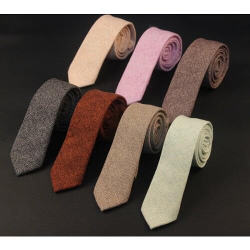 Linbaiway 6cm Wool Necktie for Men Classic Solid Neck Ties Casual Business Tuxedo Party Accessory Christmas Gift Custom Logo