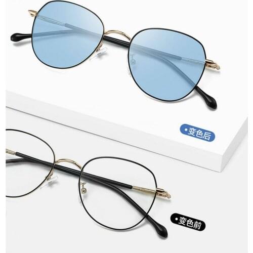 Finished Myopia Sunglasses Photochromic Women Myopia Eyeglasses Frame with blue purple gray lens Sun glasses Myopia Eyewear NX
