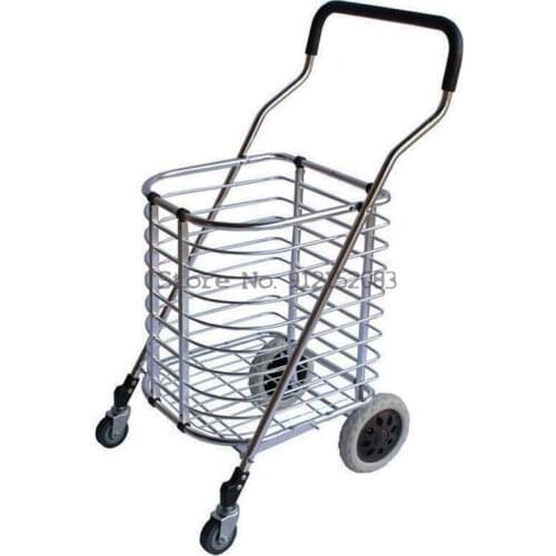 Aluminum Alloy Shopping Cart, Grocery Cart, Portable Folding Trolley, Household Trolley, Vegetable Basket, Large Size