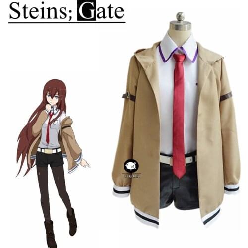 Japanese Anime Steins Gate Makise Kurisu Cosplay Costume Jacket Coat Outfit Suits Uniform for Women