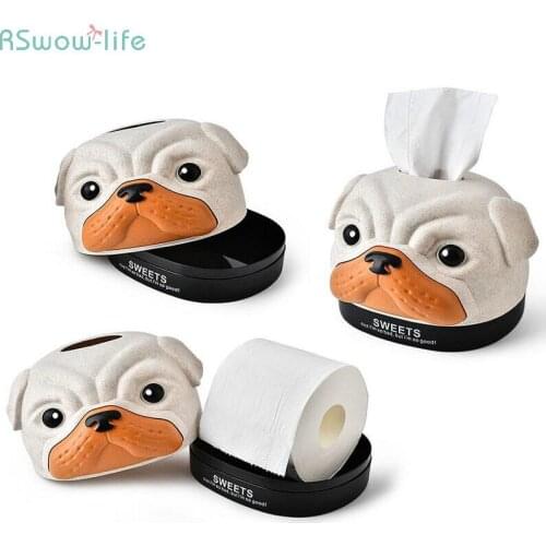 Creative Cartoon Dog Animal Tissue Box For Home Roll Paper Receiving Barrel Car Tissue Box Removable Tissue Paper Towel Tube Box
